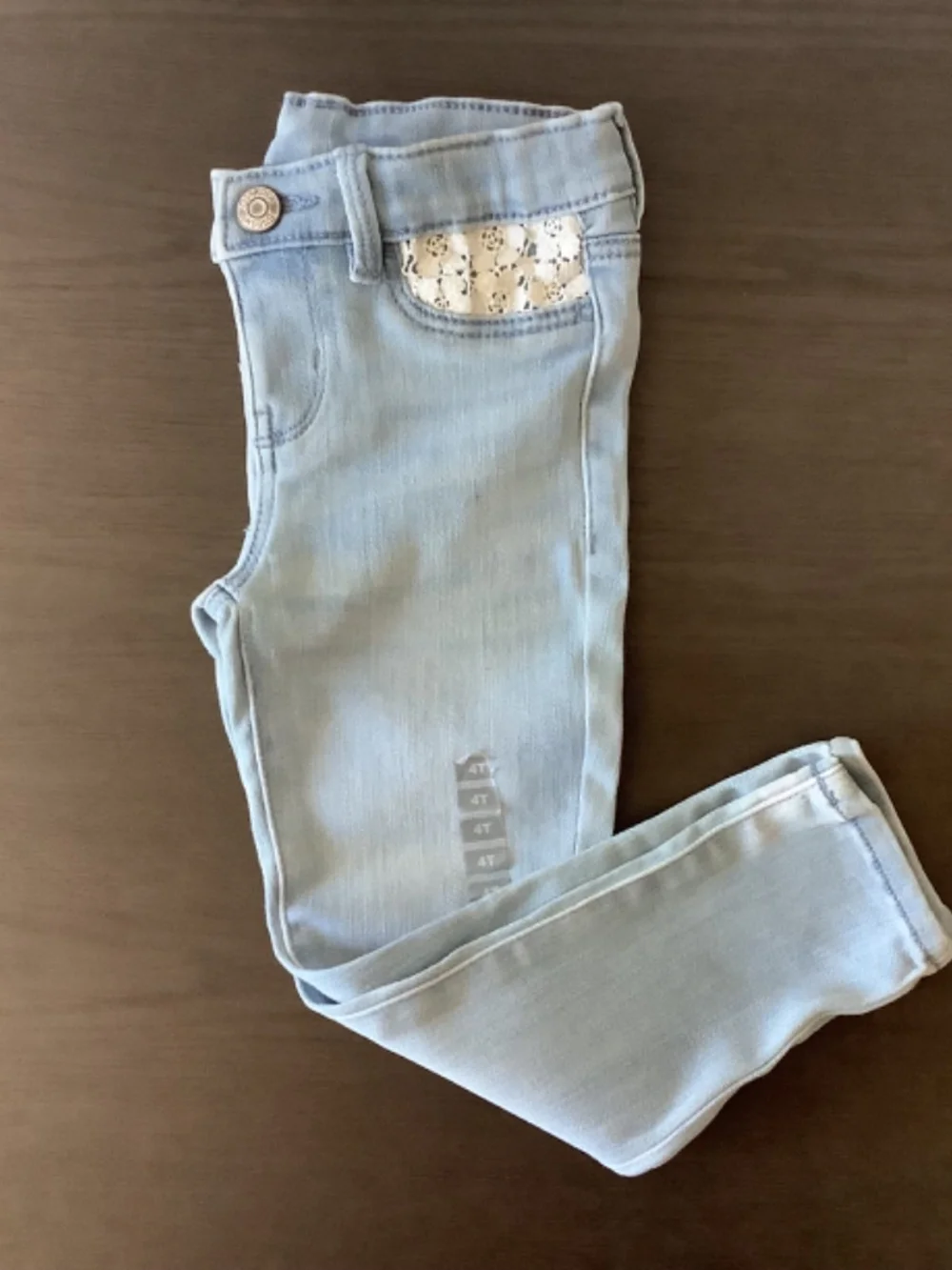 NWT OshKosh B'Gosh girls Denim Jegging Leggings Blue And Purple Tee Size 4T